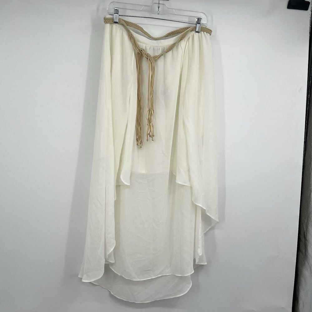 Womens Sanctuary Ivory Western Belted Lined L Skirt Boho Festival Hippie Peasant